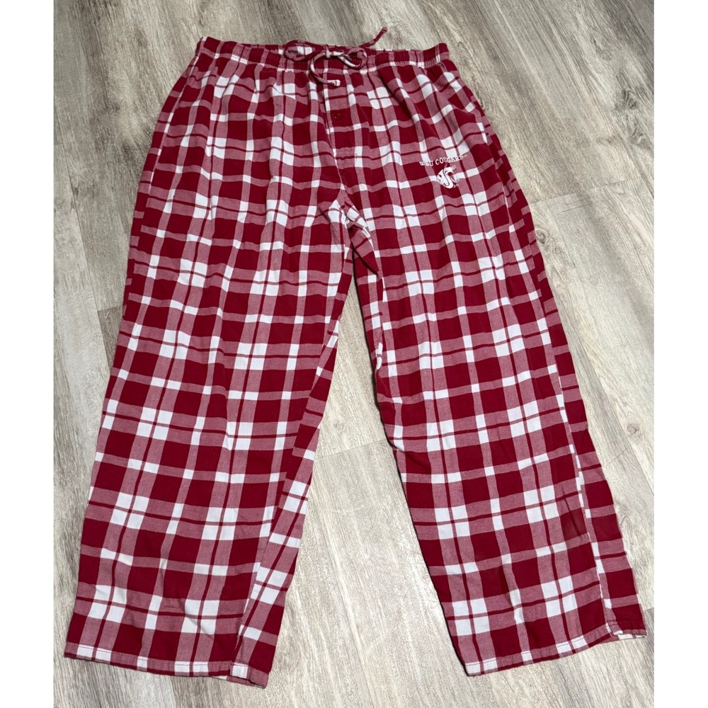 Sideline Apparel WSU Cougars Red White Plaid Pajama Pants Mens XL Lounge Wear